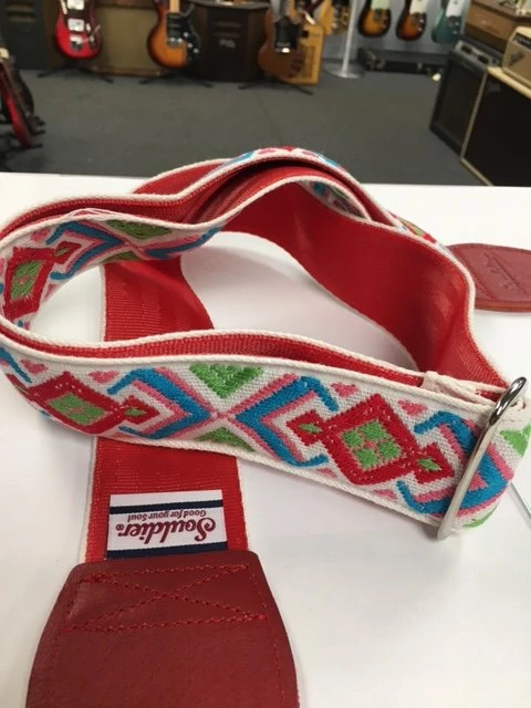 Empire Guitars Accessories Souldier Diamante Red Guitar Strap With Red Leather Ends *Free Shipping In The USA*