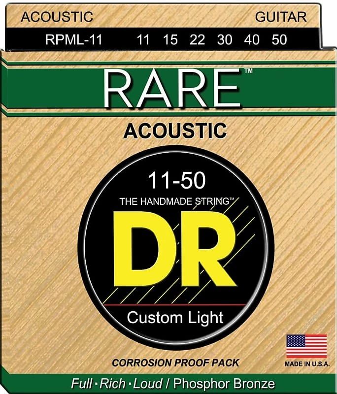 Empire Guitars DR RPML-11 Rare Phosphor Bronze Acoustic Guitar Strings - Medium Light (11-50) Accessories