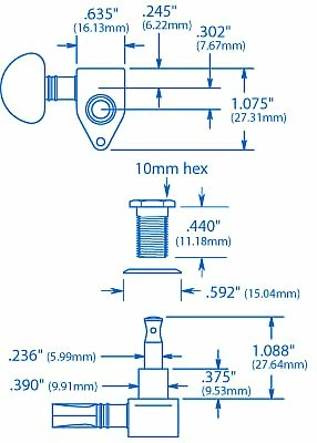 Empire Guitars Accessories Grover 102N Rotomatic Guitar Tuning Keys 3+3 Tuning Heads