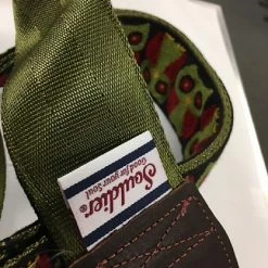 Empire Guitars Souldier Owls Olive Guitar Strap With Dark Brown Leather Ends *Free Shipping In The USA*