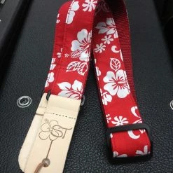 Empire Guitars Sherrin's Threads Red Hibiscus 1.5" Ukulele Strap *Free Shipping In The USA* Ukulele Accessories
