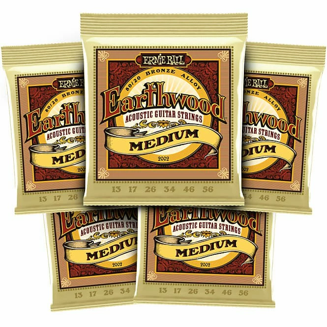 Empire Guitars Accessories Ernie Ball Earthwood Medium 80/20 Bronze Acoustic Strings 5 Packs(13 -56) *Free Shipping In The USA*