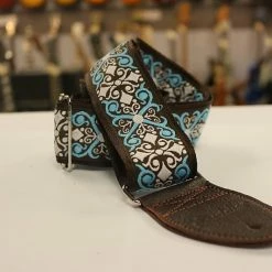 Empire Guitars Souldier Guitar Strap Constantine Turquoise/White/Brown W/ Brown Ends *Free Shipping In The USA*