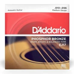 Empire Guitars D'Addario EJ17 Phosphor Bronze Medium Acoustic Guitar Strings, .013 - .056 Accessories