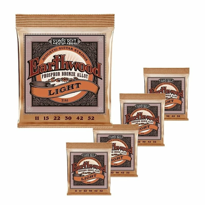 Empire Guitars Ernie Ball Earthwood Acoustic Guitar Strings 5 Packs (11-52) PO2148 *Free Shipping In The USA*