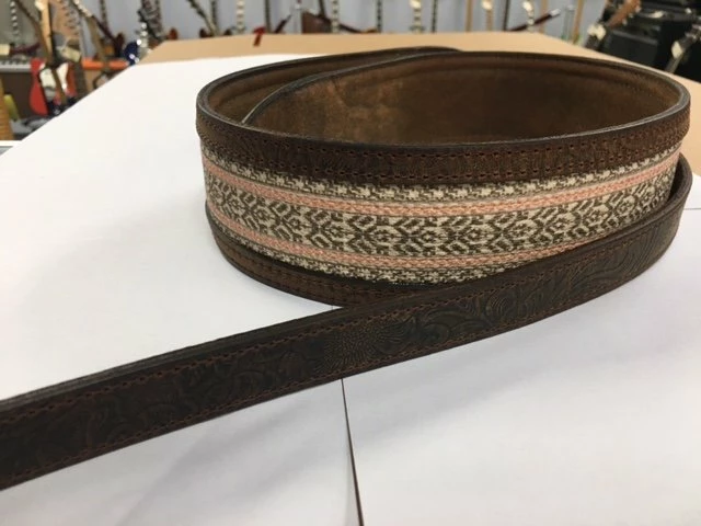 LM Products FLC-BR Framed Leather Guitar Strap *Free Shipping In The USA*