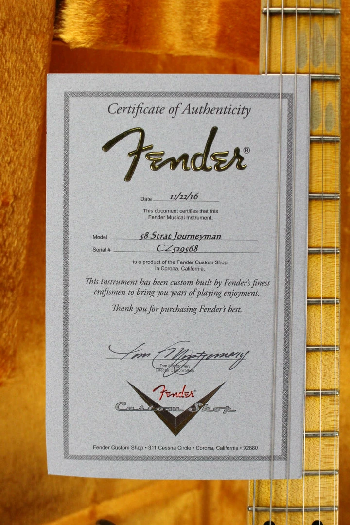 2016 Fender 1958 Journeyman Relic Stratocaster Time Machine Series Electric