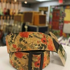 Empire Guitars Accessories Levy's Wildflower Red, Cream Black Cork Vegan Guitar Strap W/ Black Cork Ends MX8-001 *Free Shipping In USA*