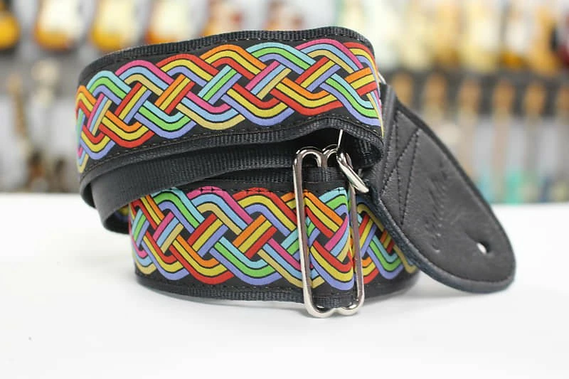 Empire Guitars Souldier Celtic Knot Rainbow Guitar Strap With Black Leather Ends *Free Shipping In The USA* Accessories