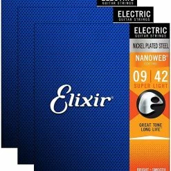 Empire Guitars Elixir 12002 Nanoweb Steel Guitar Strings - Super Light (9-42)-3 Packs *Free Shipping In The USA* Accessories