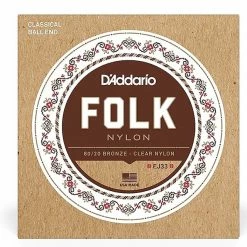 Empire Guitars D'Addario EJ33 Folk Nylon Guitar Strings Ball End 80/20 Bronze/Clear Nylon Standard Accessories