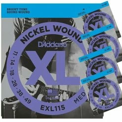 Empire Guitars D'Addario EXL115 Nickel Wound Electric Guitar Strings Medium, 11-49- 5 Sets *Free Shipping In The US* Accessories