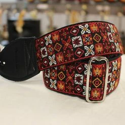 Empire Guitars Accessories Souldier Guitar Strap Woodstock Red W/ Black Leather Ends *Free Shipping In The USA*