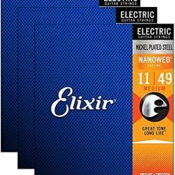 Empire Guitars Accessories Elixir 12102 Nanoweb Steel Electric Guitar Strings -Medium(11-49)-3 Packs *Free Shipping In The USA*
