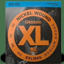 Empire Guitars Accessories D'Addario EXL160S Nickel Wound Short Scale Bass Guitar Strings, Medium Gauge