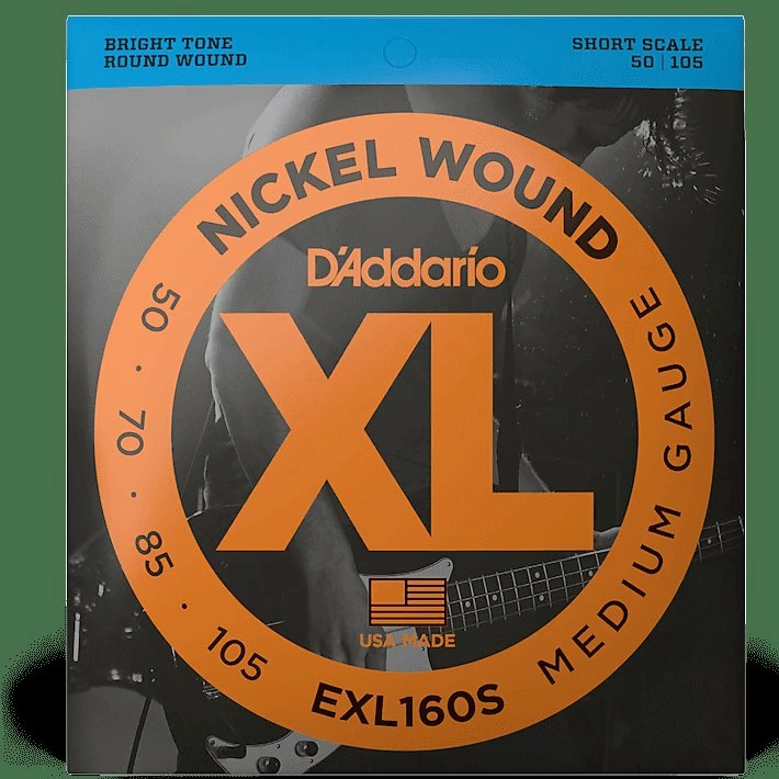 Empire Guitars Accessories D'Addario EXL160S Nickel Wound Short Scale Bass Guitar Strings, Medium Gauge