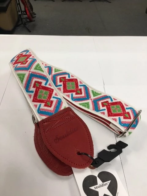 Empire Guitars Accessories Souldier Diamante Red Guitar Strap With Red Leather Ends *Free Shipping In The USA*