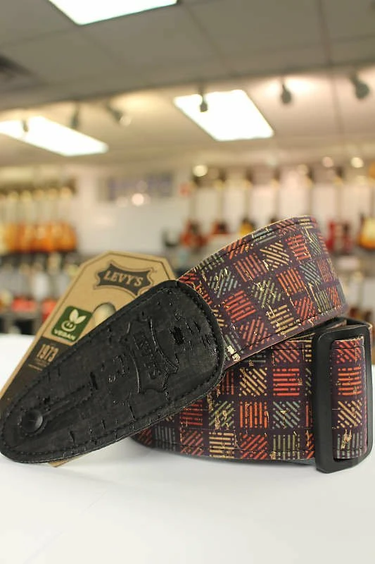 Empire Guitars Levy's Orleans Cork Black, Red, Navy, Gold Vegan Guitar Strap MX8-004 *Free Shipping In The USA* Accessories