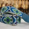 Empire Guitars Accessories Souldier Strap Diamante White/Green/Blue With Turquoise Leather Ends *Free Shipping In The USA*