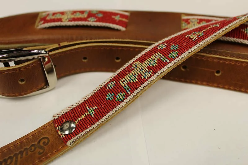 Empire Guitars Souldier Phoenix Red Leather Saddle Strap *Free Shipping In The USA*
