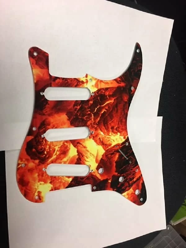 Empire Guitars Greasy Groove Stratocaster Pickguard & Backplate Fire Ember