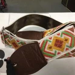 Empire Guitars Souldier Guitar Strap Diamante Multi Color W/ Brown Leather Ends *Free Shipping In The USA* Accessories