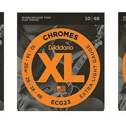Empire Guitars Accessories D'Addario ECG23 XL Chromes Flatwound Electric Guitar Strings 10-48 3 Packs *Free Shipping In USA*